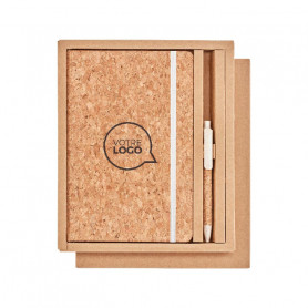 Coffret carnet et stylo en liège Aaron